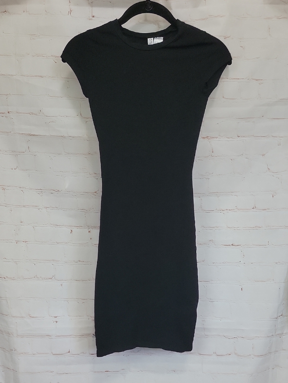 Divided Black Cap-Sleeve Midi Dress